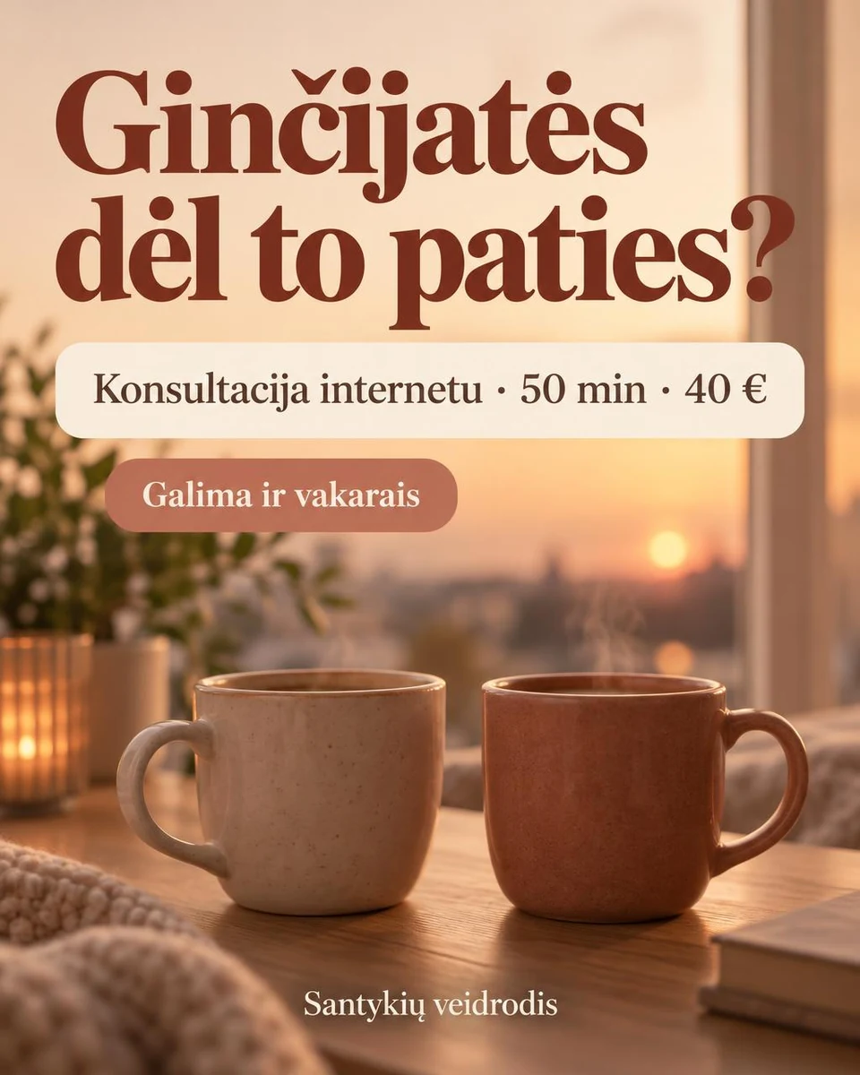 Reklama: Ginčijatės dėl to paties? Konsultacija internetu, 50 min, 40 €